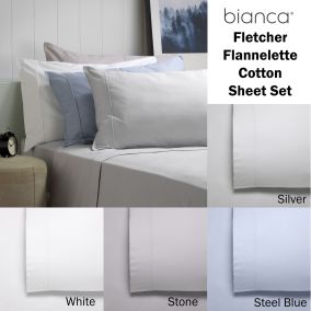 Fletcher Flannelette Cotton Sheet Set 40cm Wall by Bianca