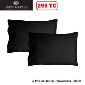 A Pair of 250tc Queen Pillowcases Fit Bamboo Pillows by Logan Mason