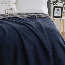 Heirloom Australian Wool Checkered Blanket Check Blue by Onkaparinga