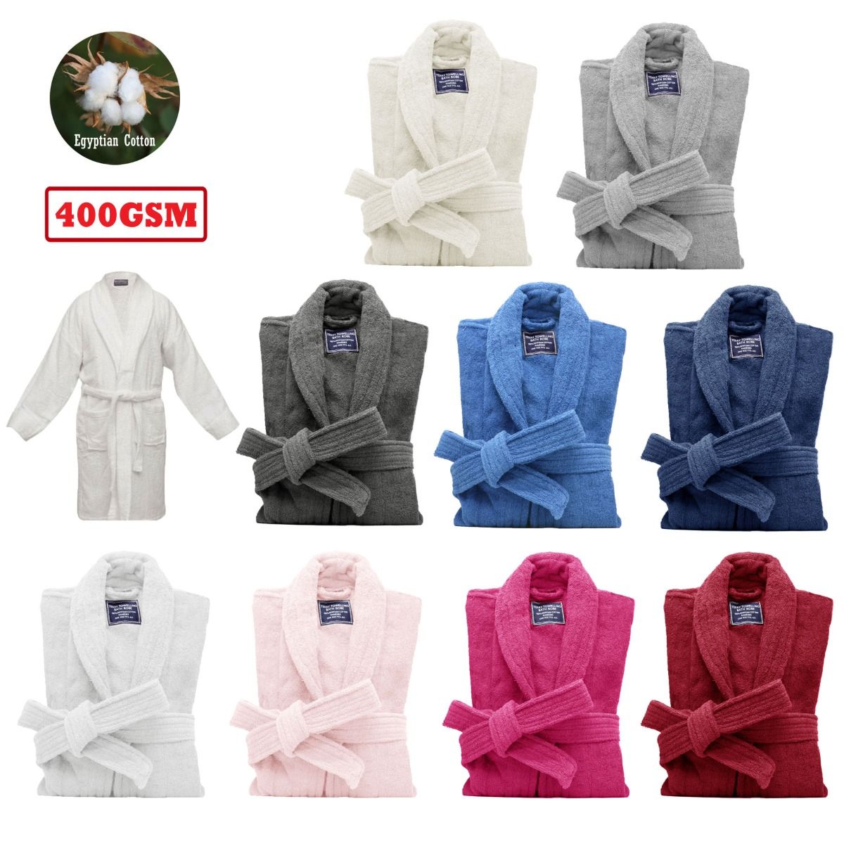 400gsm Egyptian Cotton Terry Toweling Bath Robe