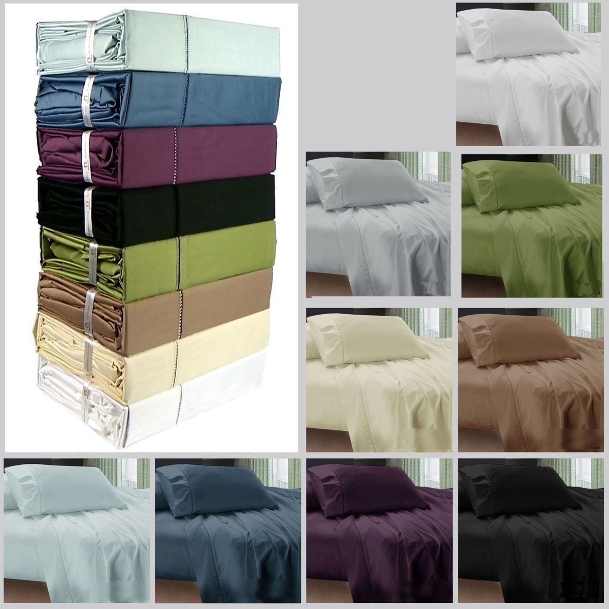 Bedding Linen Collection Egyptian Cotton AU Super King Stripe Colors Choose Item 
