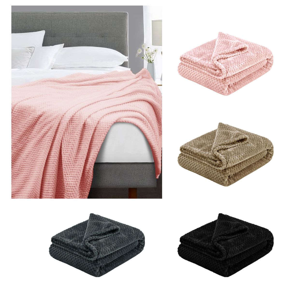 Soft Diamond Fleece Throw Rug Blanket 150 x 200 cm