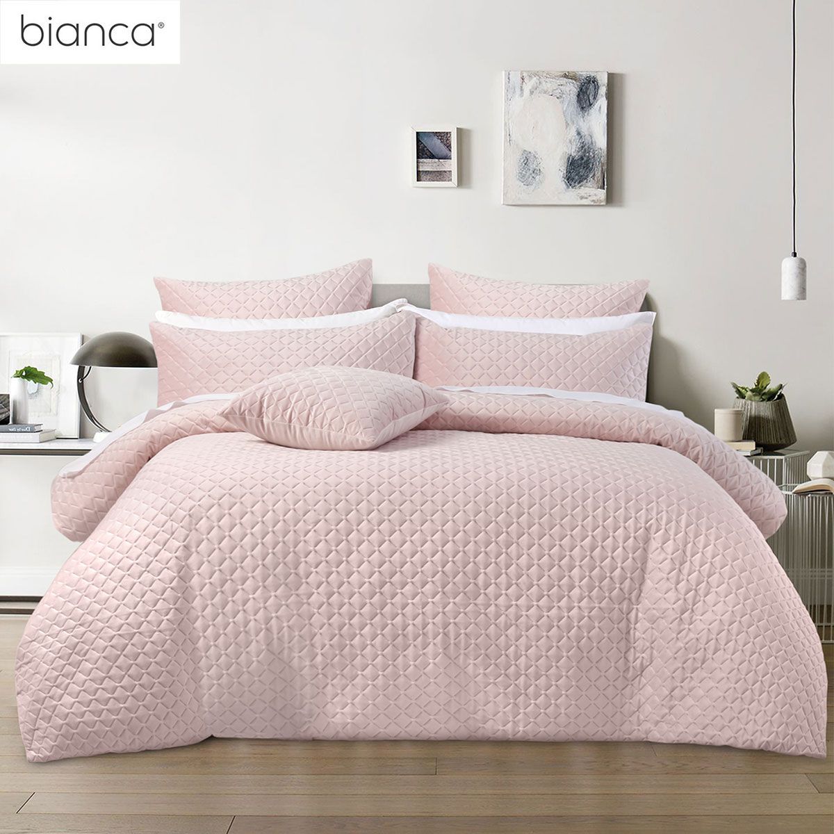 Alden Blush Velvet Quilt Cover Set by Bianca