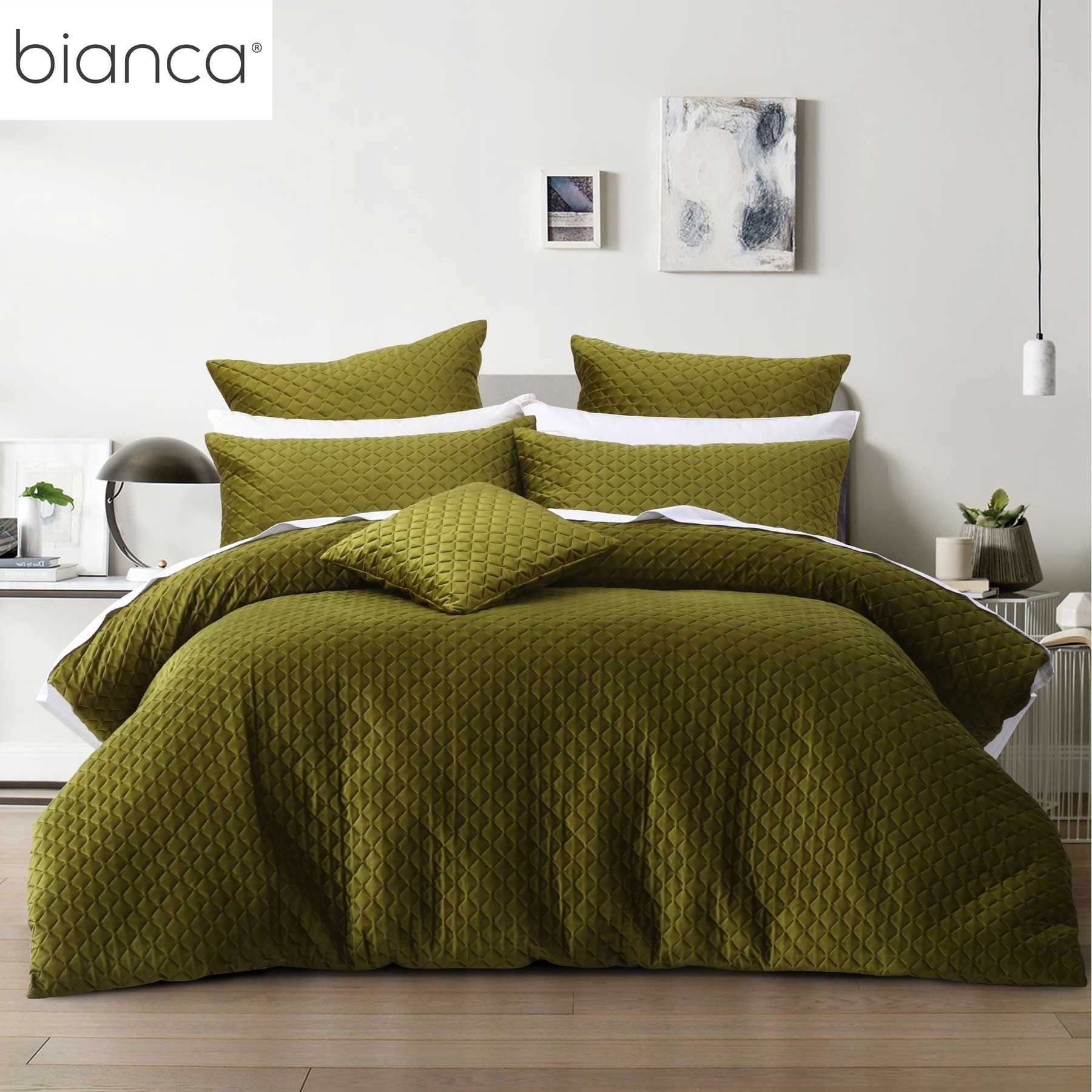Bianca Alden Super Soft Velvet Quilt Cover Set Olive 