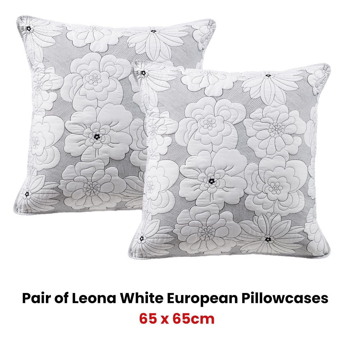 Pair of Leona White European Pillowcases by Bianca
