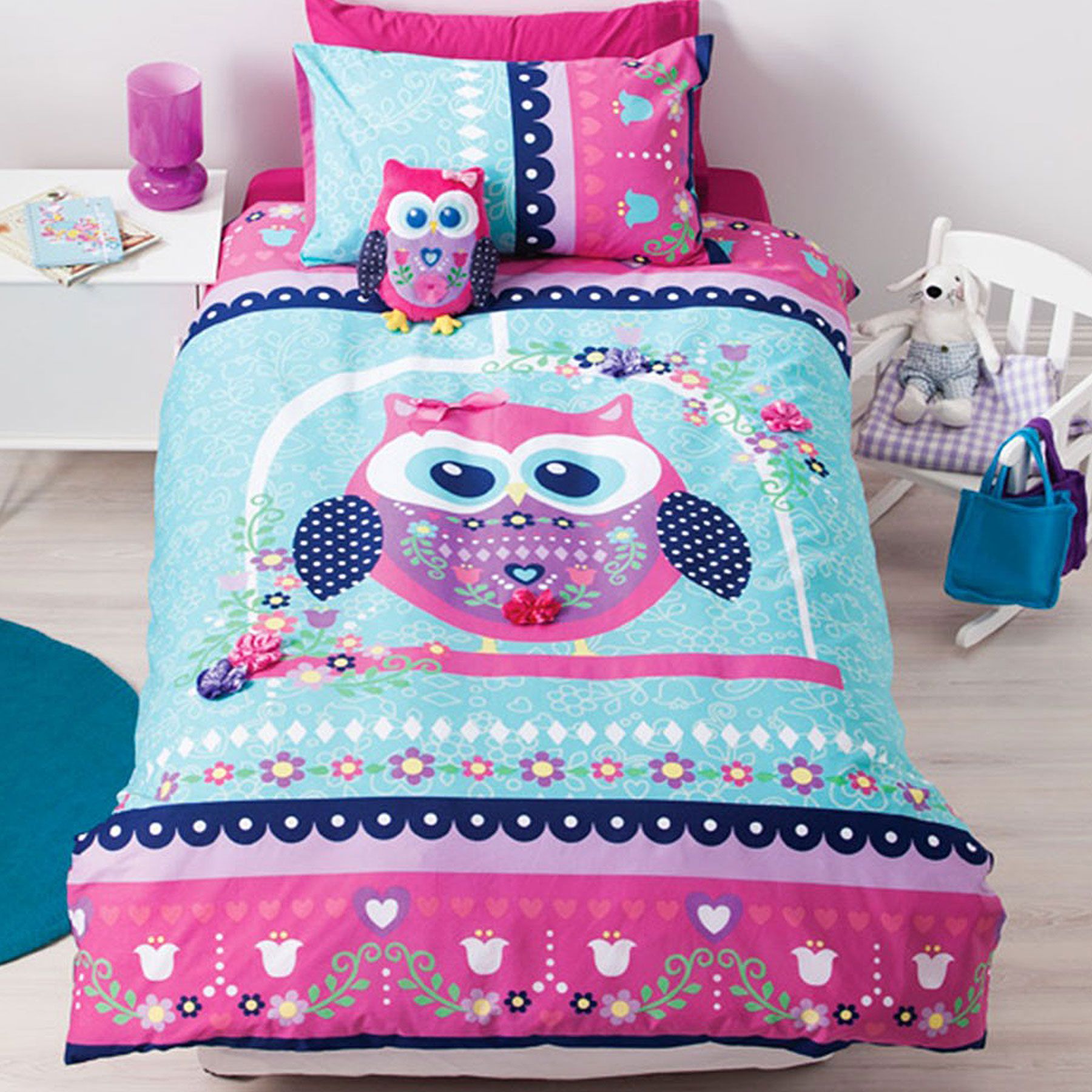 Reversible Pretty Owl Quilt Cover Set by Chubby House