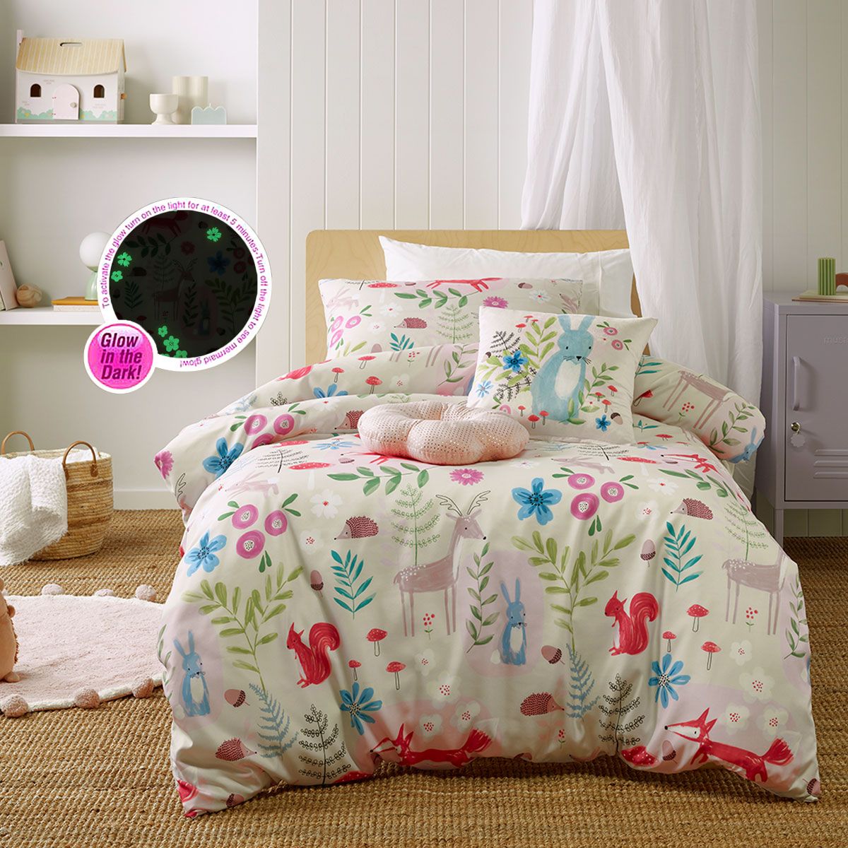Glow in the Dark Woodland Park Quilt Cover Set by Happy Kids