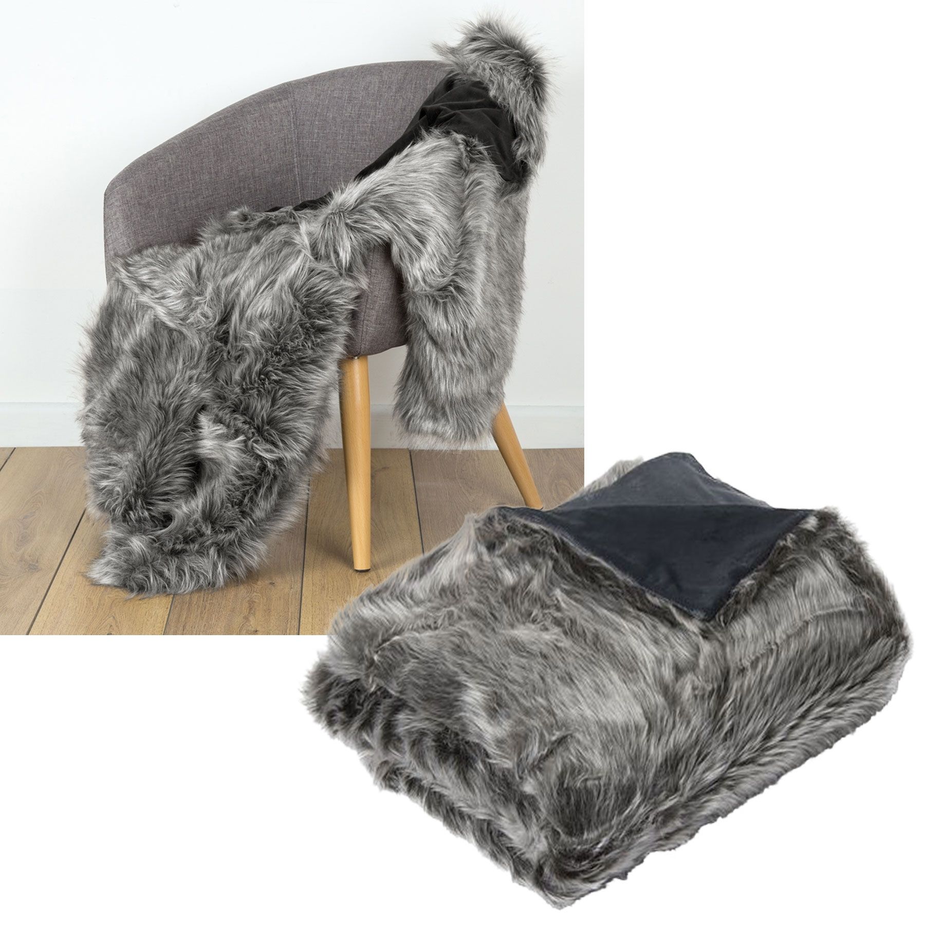 Grey wolf faux fur throw new arrivals