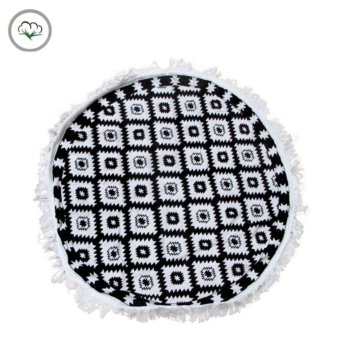 Aztec 100 Cotton Round Beach Towel 150cm Diameter 5cm Fringe