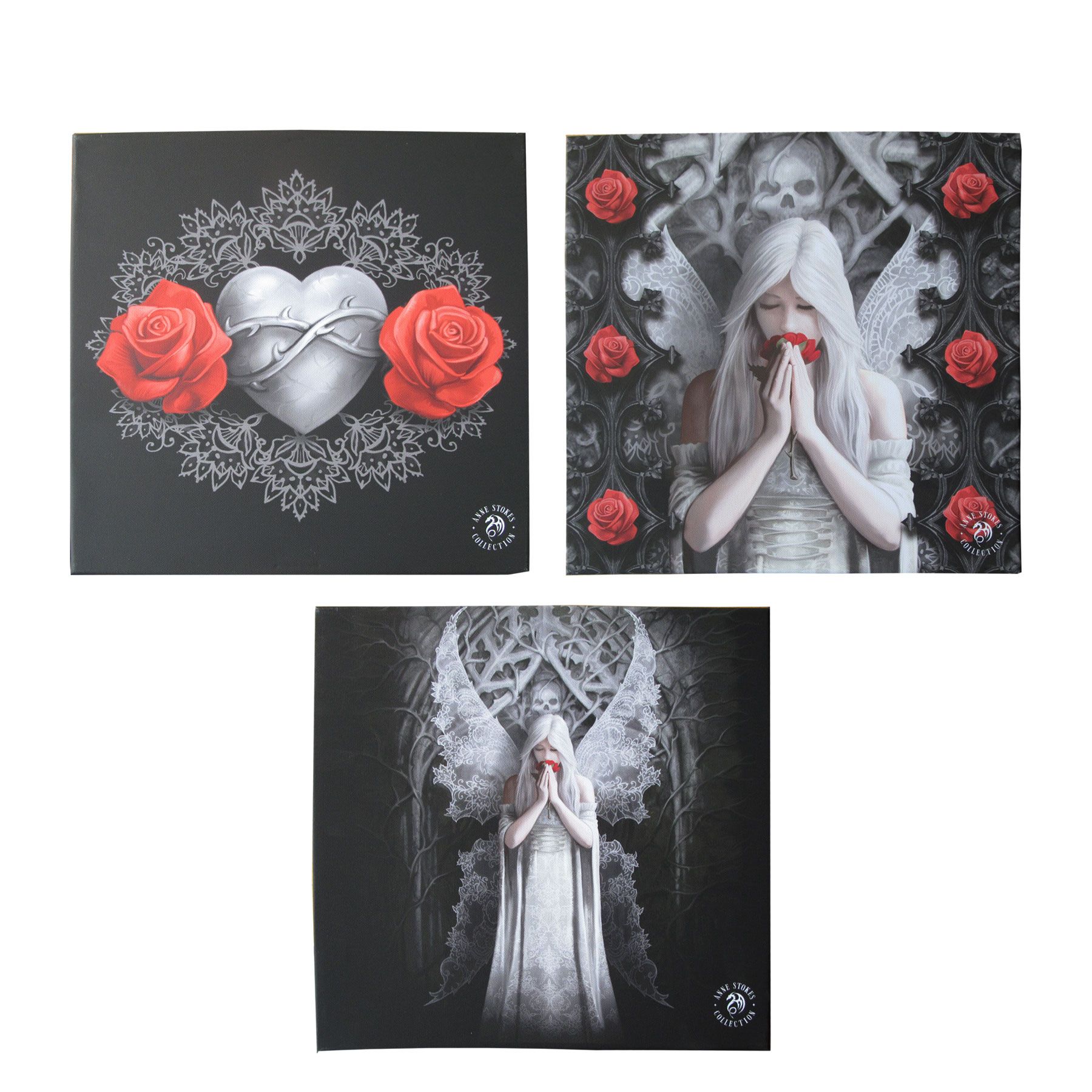 Set of 3 Only Love Remains Wall Canvas by Anne Stokes 