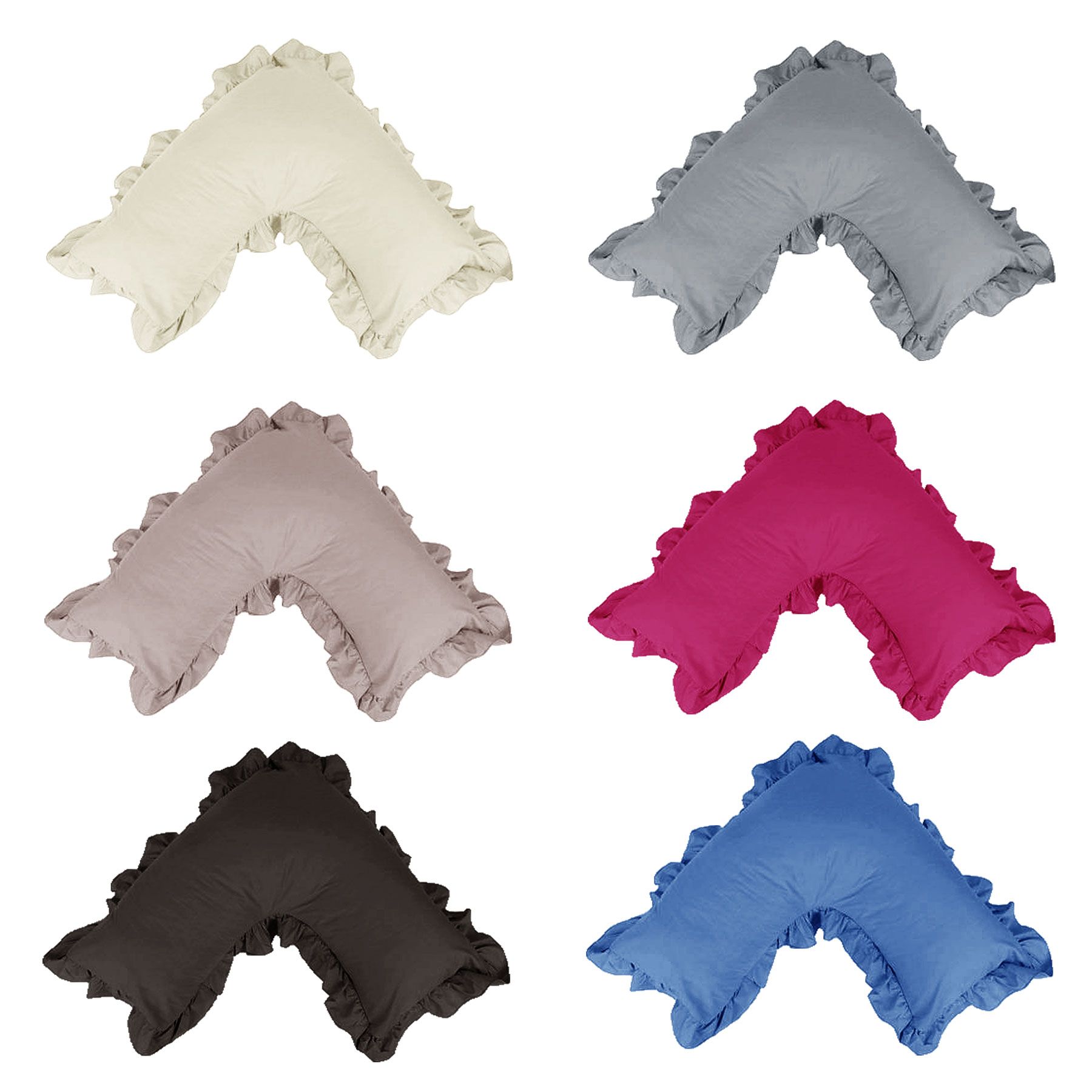 Artex Ruffled V Shaped Boomerang Pillowcases Free Shipping