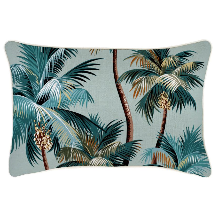 Cushion Cover With Piping Palm Trees Seafoam 35cm x 50cm