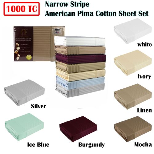 1000TC American Pima Cotton Narrow Stripe Sheet Set by Ramesses