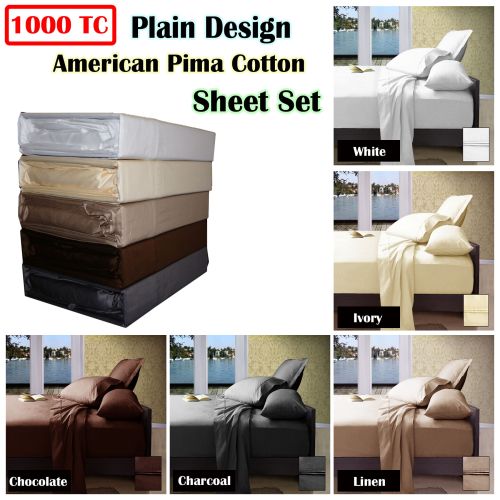 1000TC American Pima Cotton Plain Design Sheet Set by Ramesses