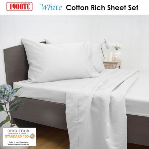 1900TC Cotton Rich Sheet Set White by Apartmento