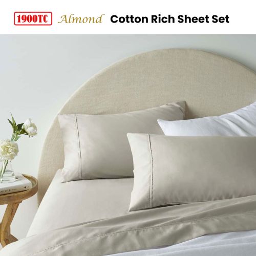 1900TC Cotton Rich Sheet Set Almond by Accessorize