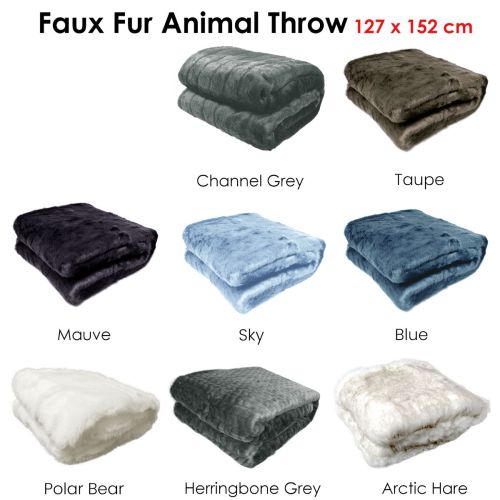 Faux Fur Animal Assorted Throw Rug 127 x 152 cm