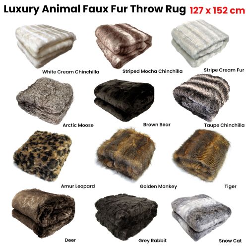 Faux Fur Luxury Animal Throw Rug 127 x 152 cm