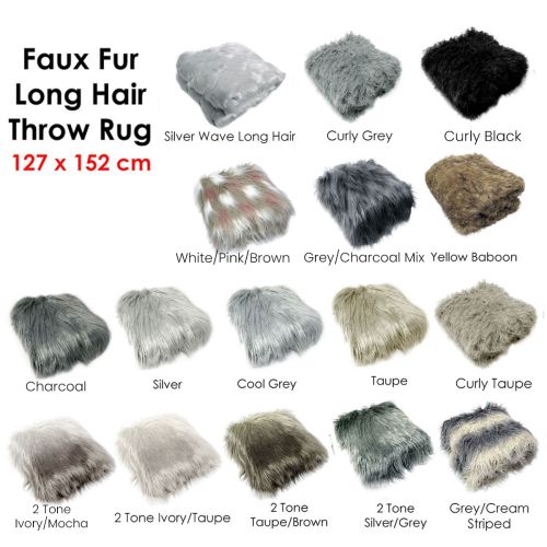 Faux Fur Long Hair Throw Rug 127 x 152 cm