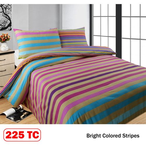 225 TC Bright Colored Stripes Quilt Cover Set by Kingdom