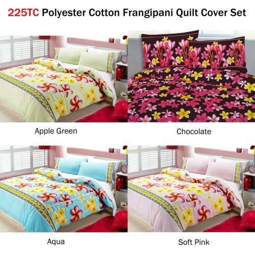 225TC Polyester Cotton Frangipani Quilt Cover Set Single
