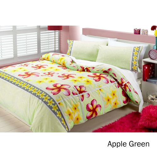 225TC Polyester Cotton Frangipani Apple Quilt Cover Set Double