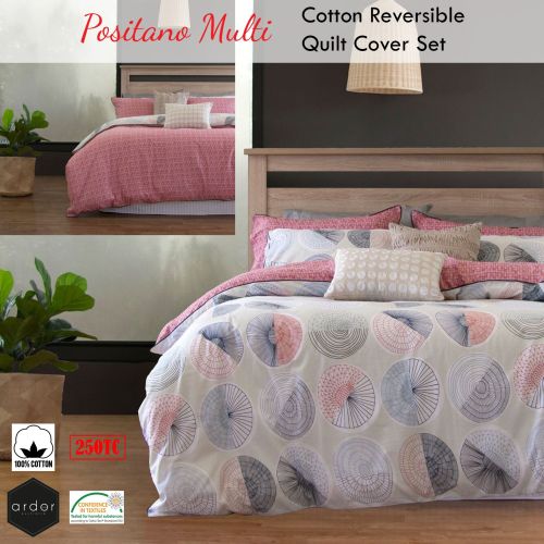 250TC Cotton Positano Multi Reversible Quilt Cover Set by Ardor