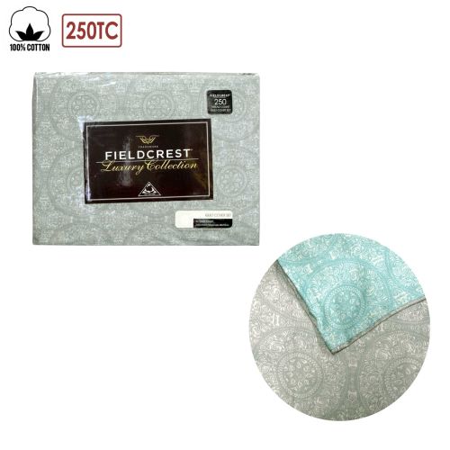 250TC 100% Cotton Reversible Mandala Silver Quilt Cover Set by Fieldcrest