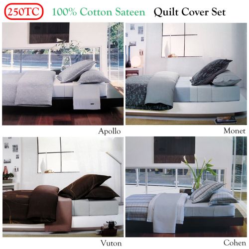 100% Cotton Sateen Quilt Cover Set Queen