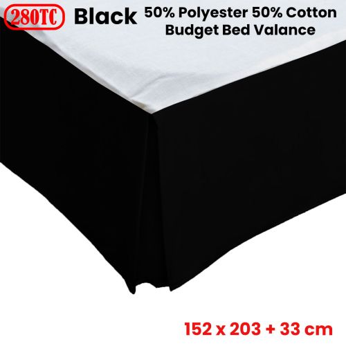 280TC 50% Polyester 50% Cotton Budget Bed Valance Black Queen 152 x 203 + 33 cm by Deco