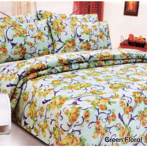 280TC Green Floral Polyester Cotton Printed Quilt Cover Set