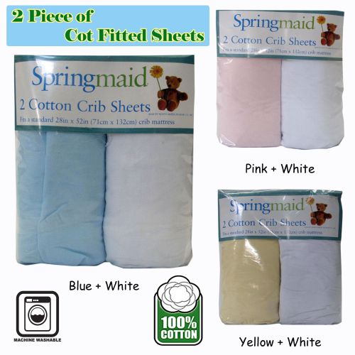 2 Piece of Baby Cot 100% Cotton Fitted Sheets