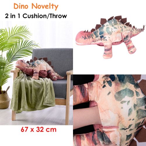2 in 1 Novelty Cushion/Throw Dino by Happy Kids