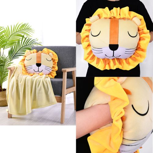2 in 1 Novelty Cushion/Throw Lion by Happy Kids