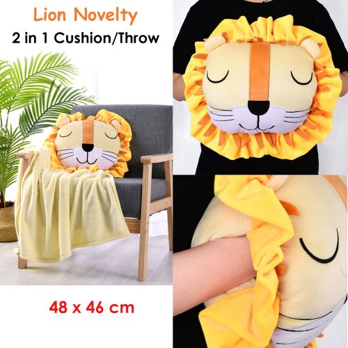 2 in 1 Novelty Cushion/Throw Lion by Happy Kids