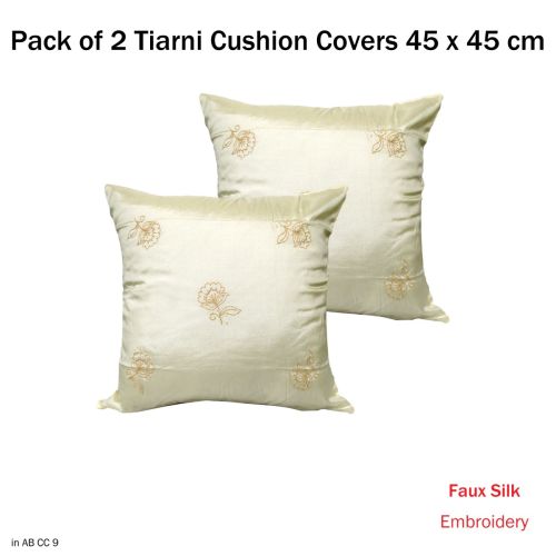 Set of 2 Tiarni Embroidery Faux Silk Square Cushion Covers 45 x 45 cm by Accessorize