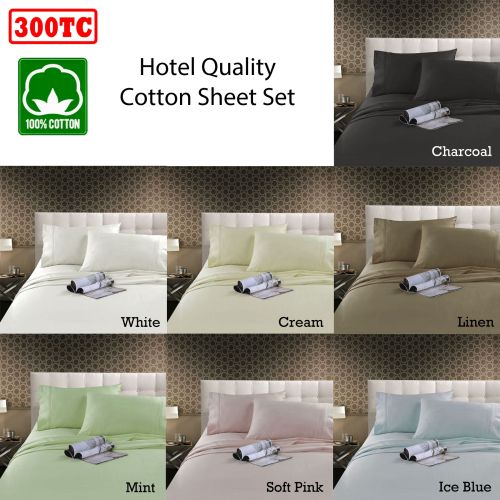 300TC Hotel Quality Cotton Sateen Sheet Set by Kingtex