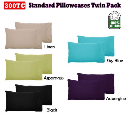 300TC Cotton Standard Pillowcases ( Pair )