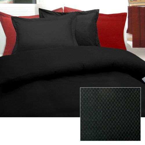 375TC Microcheck Black Cotton Quilt Cover Set King by Hotel Living