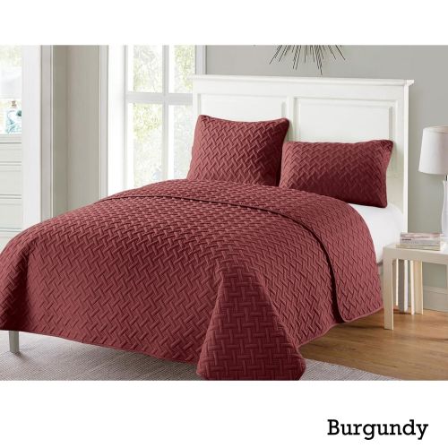 3 Piece Chic Embossed Comforter Set Burgundy by Ramesses