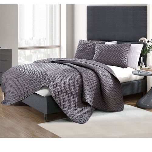 3 Piece Chic Embossed Comforter Set Charcoal by Ramesses