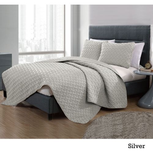 3 Piece Chic Embossed Comforter Set Silver by Ramesses