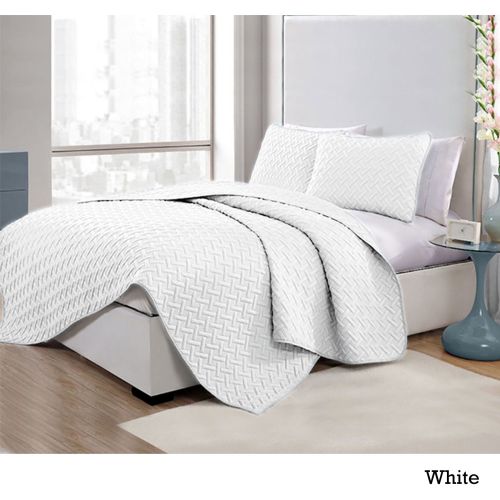 3 Piece Chic Embossed Comforter Set White by Ramesses