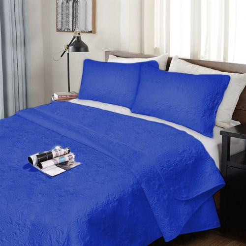 3 Piece Ultrasonic Comforter Set Royal Blue by Ramesses