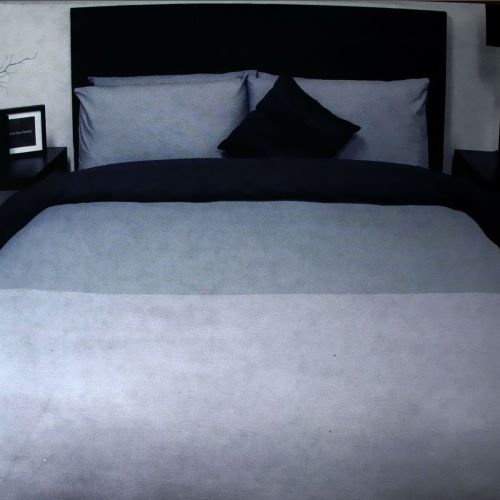 Black 3 Tone Quilt Cover Set + Fitted Sheet Single by Essentially Home Living