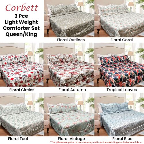 3 Pce Light Weight Microfiber Comforter Set Corbett Gardens Queen/King by Hotel Living