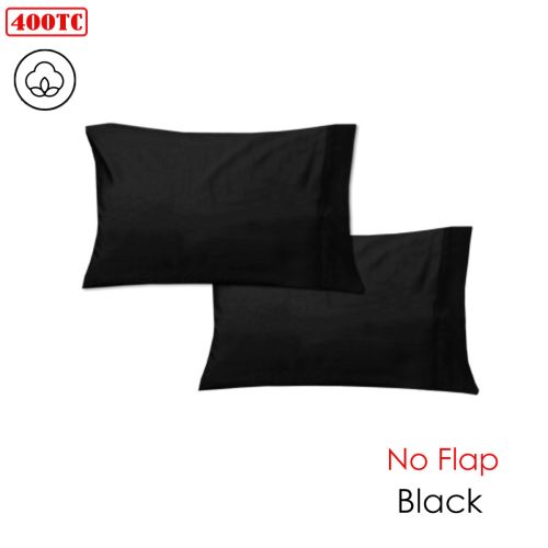 400TC Pair of Cotton Sateen No Flap Standard Pillowcases 48 x 74 cm