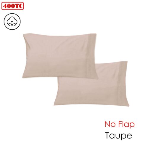 400TC Pair of Cotton Sateen No Flap Standard Pillowcases 48 x 74 cm