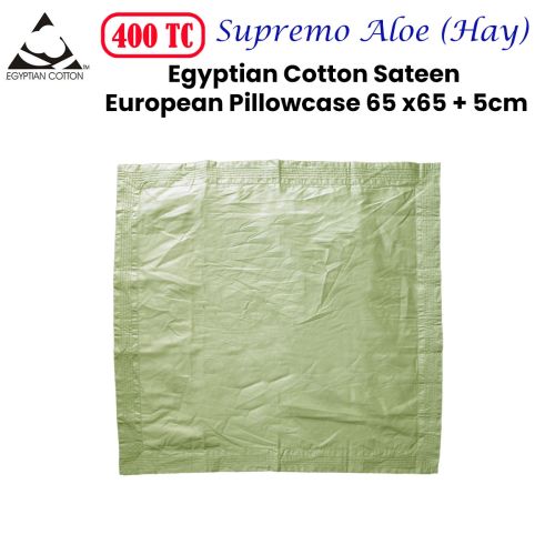 400TC Egyptian Cotton Sateen Supremo Aloe (Hay) European Pillowcase 65 x65 + 5cm