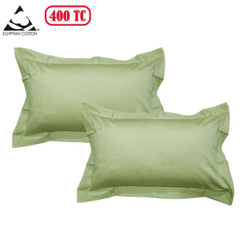 Pair of 400TC Egyptian Cotton Sateen Supremo Aloe (Hay) Tailored Pillowcases 48 x 73 + 5cm